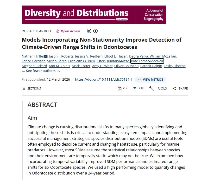 Models Incorporating Non-Stationarity Improve Detection of Climate-Driven Range Shifts in Odontocetes thumbnail image